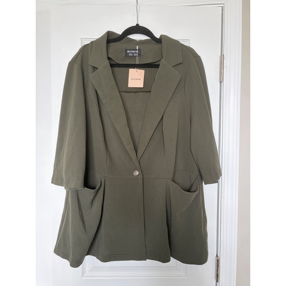 BloomChic Olive Green Single Button Elbow Sleeve Blazer Jacket Plus Size 18-20